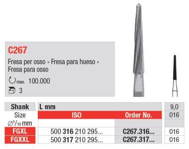 Hårdmetalbor Knoglefræser C267.016 FGXL 3 stk*