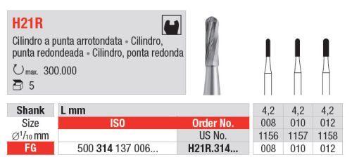 Hårdmetalbor 5 stk FG H21R.010*
