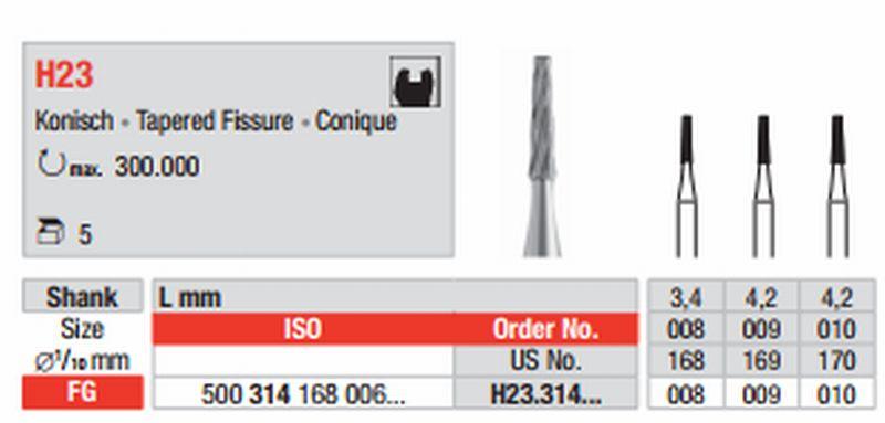 Hårdmetalbor 5 stk FG 23.010 fissurbor*