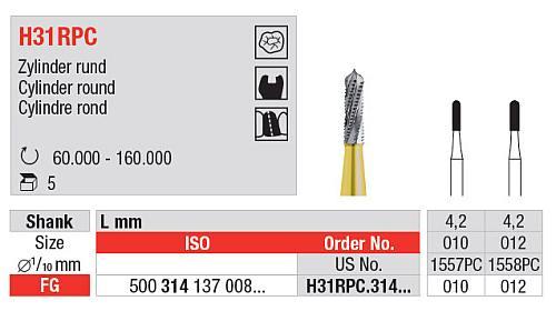 Hårdmetalbor 5 stk FG 31.012 RPC. kronefjerner