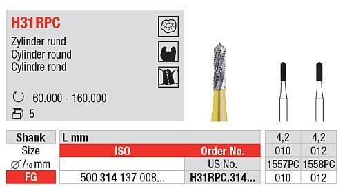 Hårdmetalbor 5 stk FG 31.010 RPC. kronefjerner