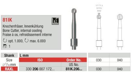 Knoglefræser med internal køling 81IK ISO 030*