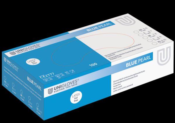 Blue Pearl blå pudderfri nitrilhandske 10x100 stk x-small