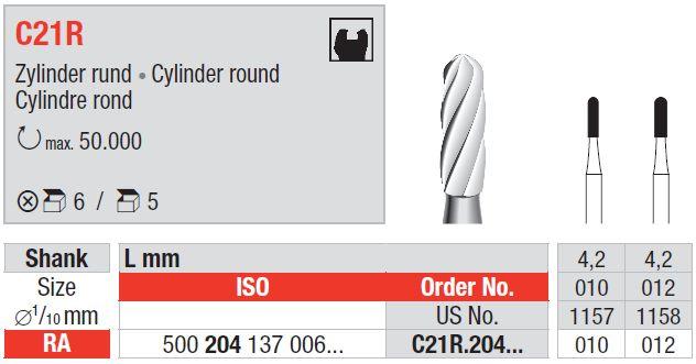 Hårdmetalbor 5 stk RA C21R.012*