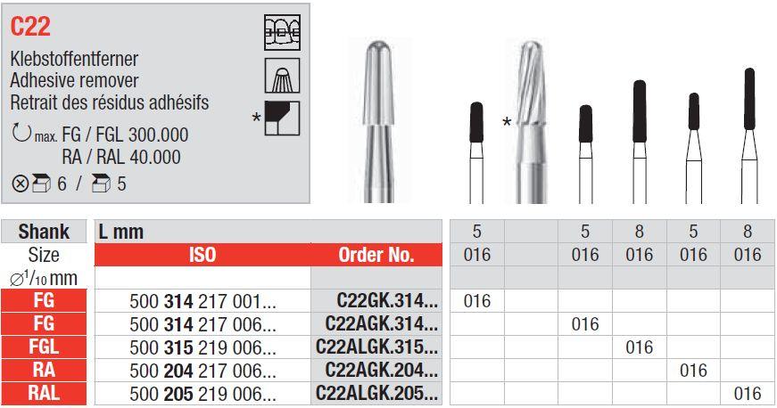 Hårdmetalbor 5 stk FG C22AGK.016 adhæsivfjerner*