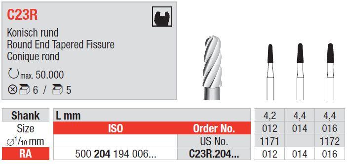 Hårdmetalbor 5 stk RA C23R.012*