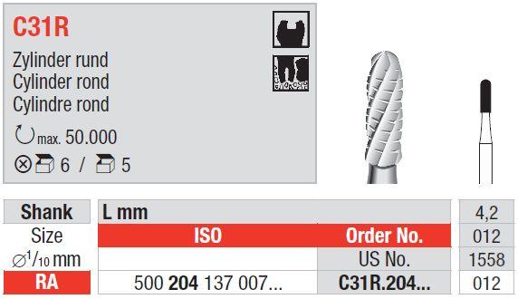 Hårdmetalbor 5 stk RA C31R.012*