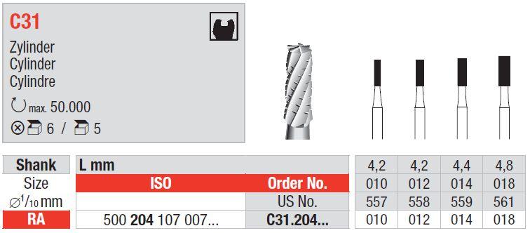 Hårdmetalbor 5 stk RA C31.012*