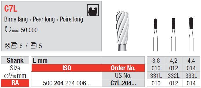 Hårdmetalbor 5 stk RA C7L.014*