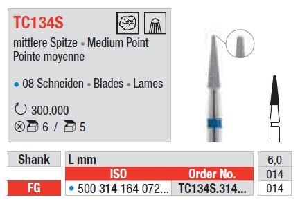 Hårdmetalbor 5 stk FG TC134S.014 S-Finer*
