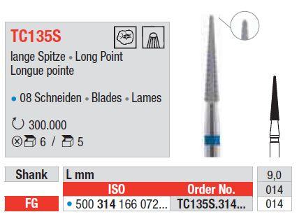 Hårdmetalbor 5 stk FG TC135S.014 S-Finer*