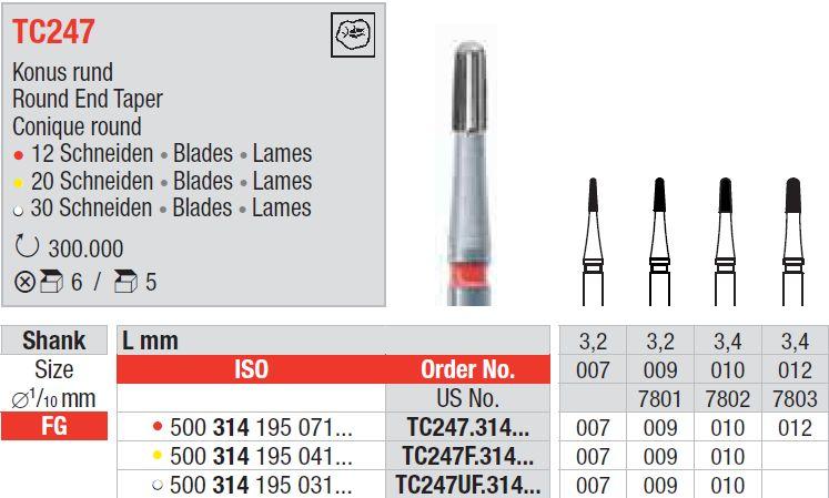 Hårdmetalbor 5 stk FG TC247F.010*