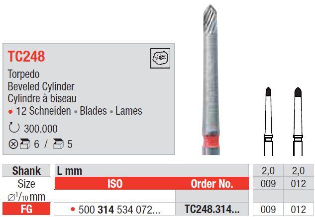 Hårdmetalbor 5 stk FG TC248.009*
