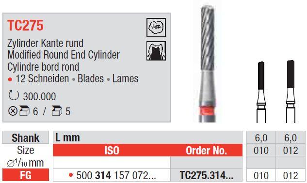 Hårdmetalbor 5 stk FG TC275.010*