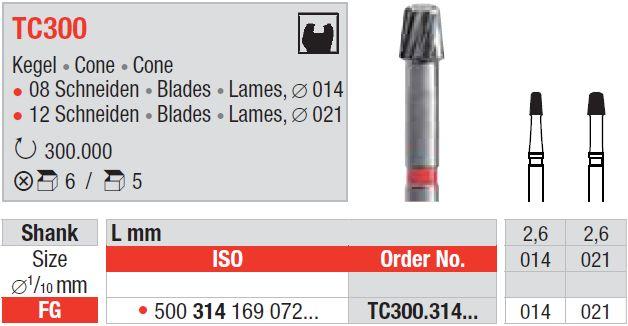 Hårdmetalbor 5 stk FG TC300.014*