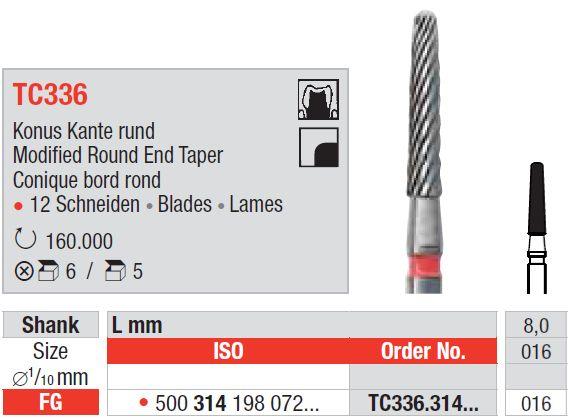 Hårdmetalbor 5 stk FG TC336.016*