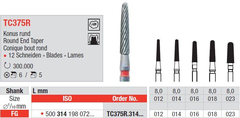 Hårdmetalbor 5 stk FG TC375R.018*