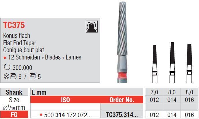 Hårdmetalbor 5 stk FG TC375.016*