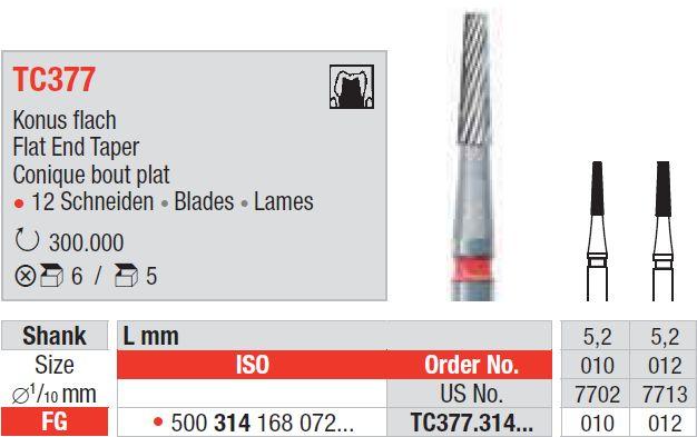 Hårdmetalbor 5 stk FG TC377.010*