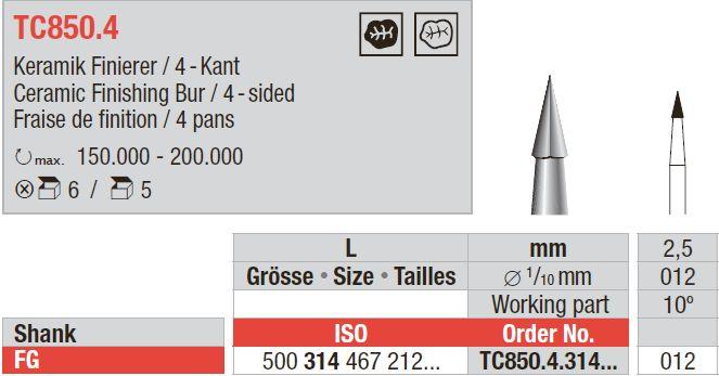 Hårdmetal Finerbor FG 4 kant 5 stk TC850.4.012*