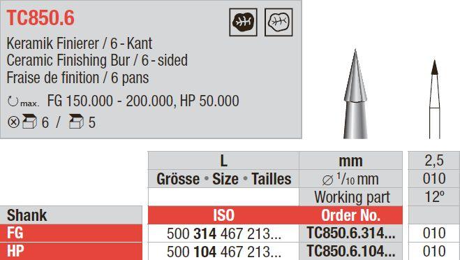 Hårdmetal Finerbor FG 6 kant 5 stk TC850.6.010*