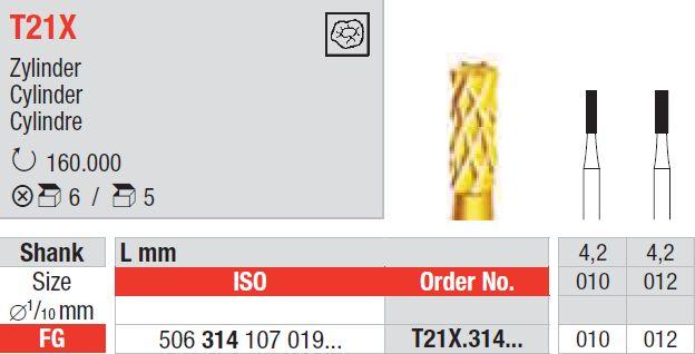 Hårdmetalbor 5 stk FG T21X.010 cylinder*