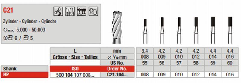 Hårdmetalbor 5 stk HP C21.009*