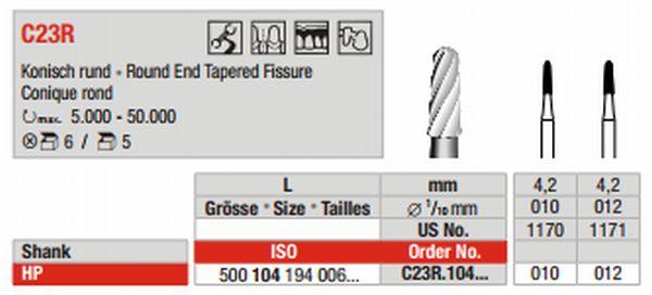 Hårdmetalbor 5 stk HP C23R.012*