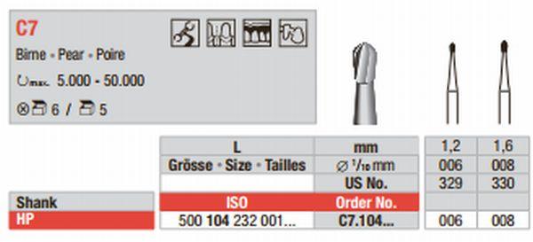 Hårdmetalbor 5 stk HP C7.006*