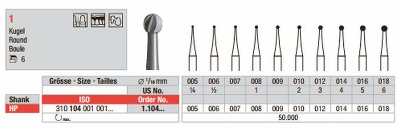 Stålbor 5 stk HP 1..010*