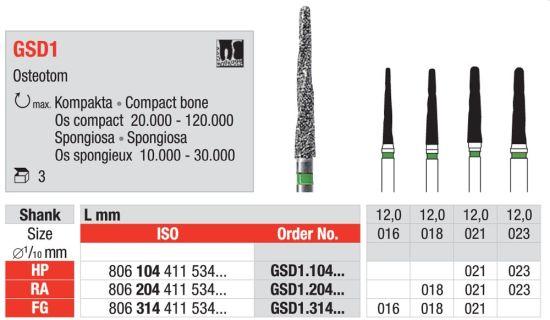 Osteotomfræser GSD1.021 FG 3 stk*
