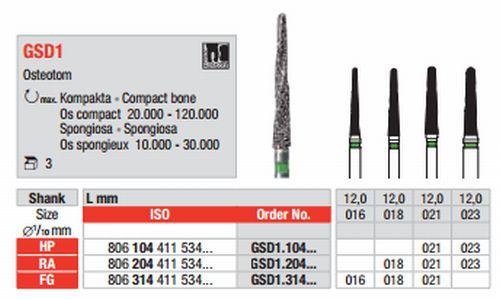 Osteotomfræser GSD1.021 RA 3 stk*