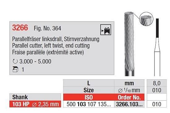 Hårdmetalfræser 3266.023 Parallel HS*